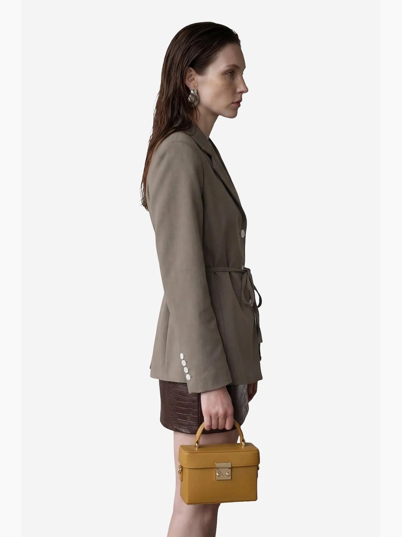 Belted crepe blazer jacket my fashion Cachi - Kiabi