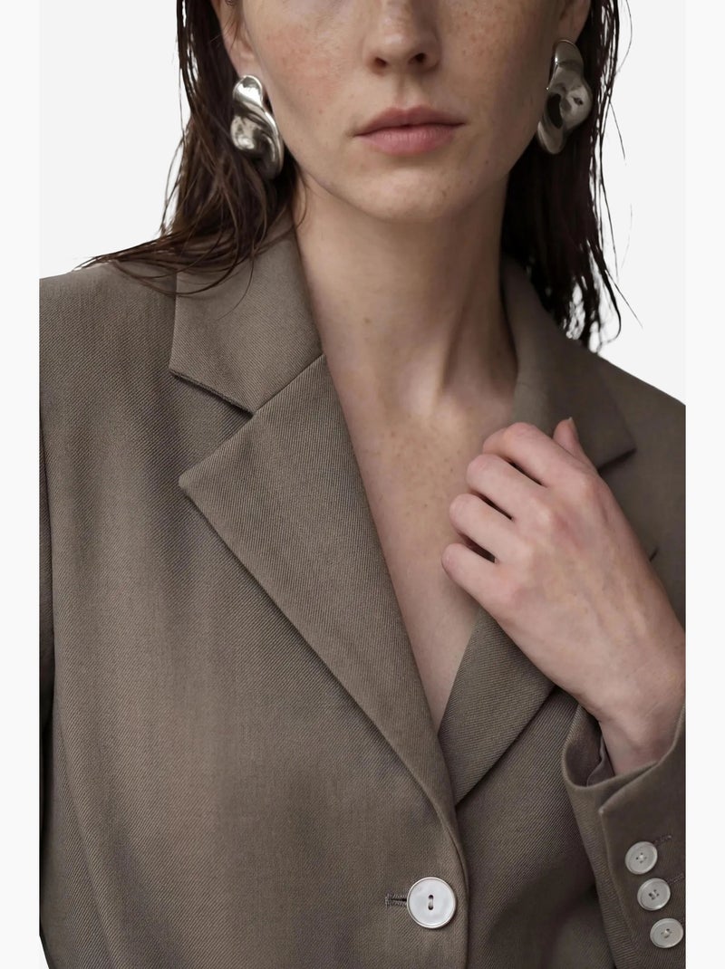 Belted crepe blazer jacket my fashion Cachi - Kiabi