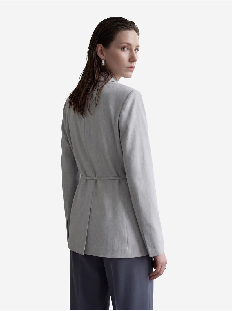 Belted crepe blazer jacket my fashion Grigio - Kiabi
