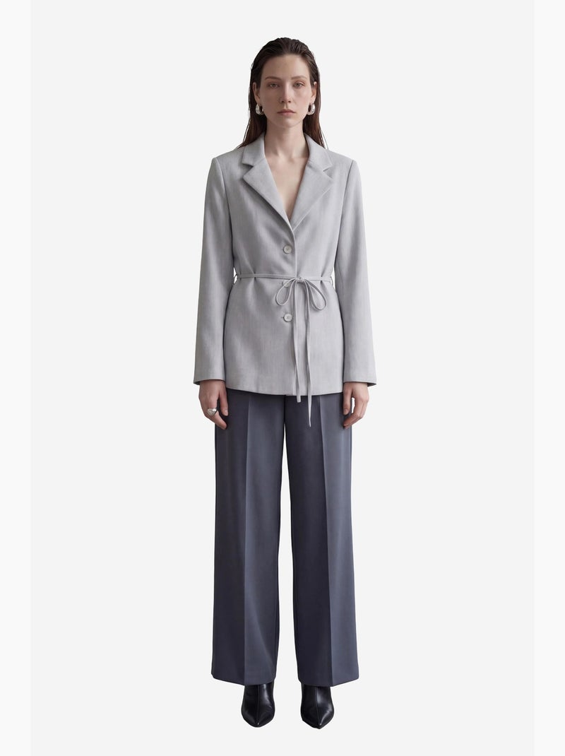 Belted crepe blazer jacket my fashion Grigio - Kiabi