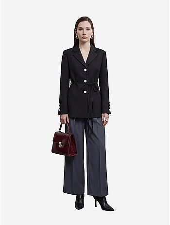 Belted crepe blazer jacket my fashion