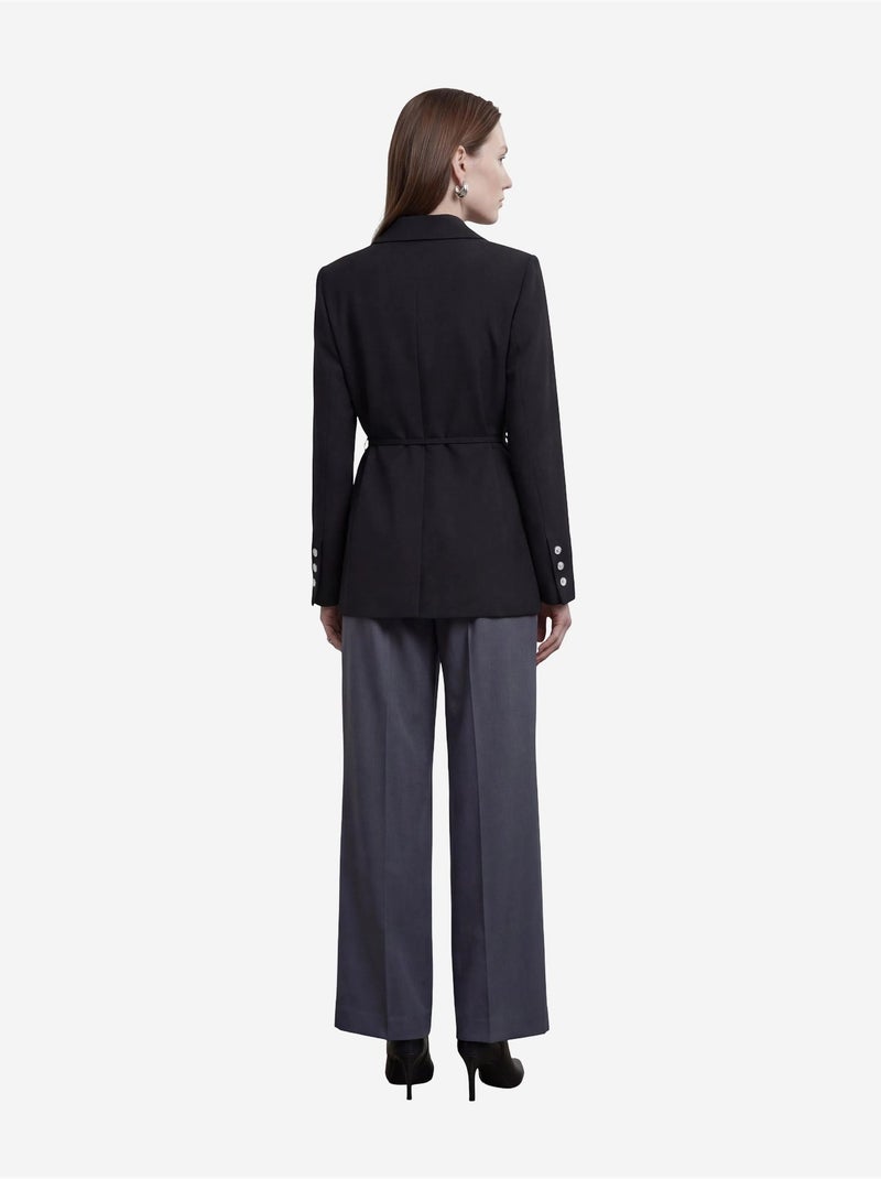 Belted crepe blazer jacket my fashion Nero - Kiabi