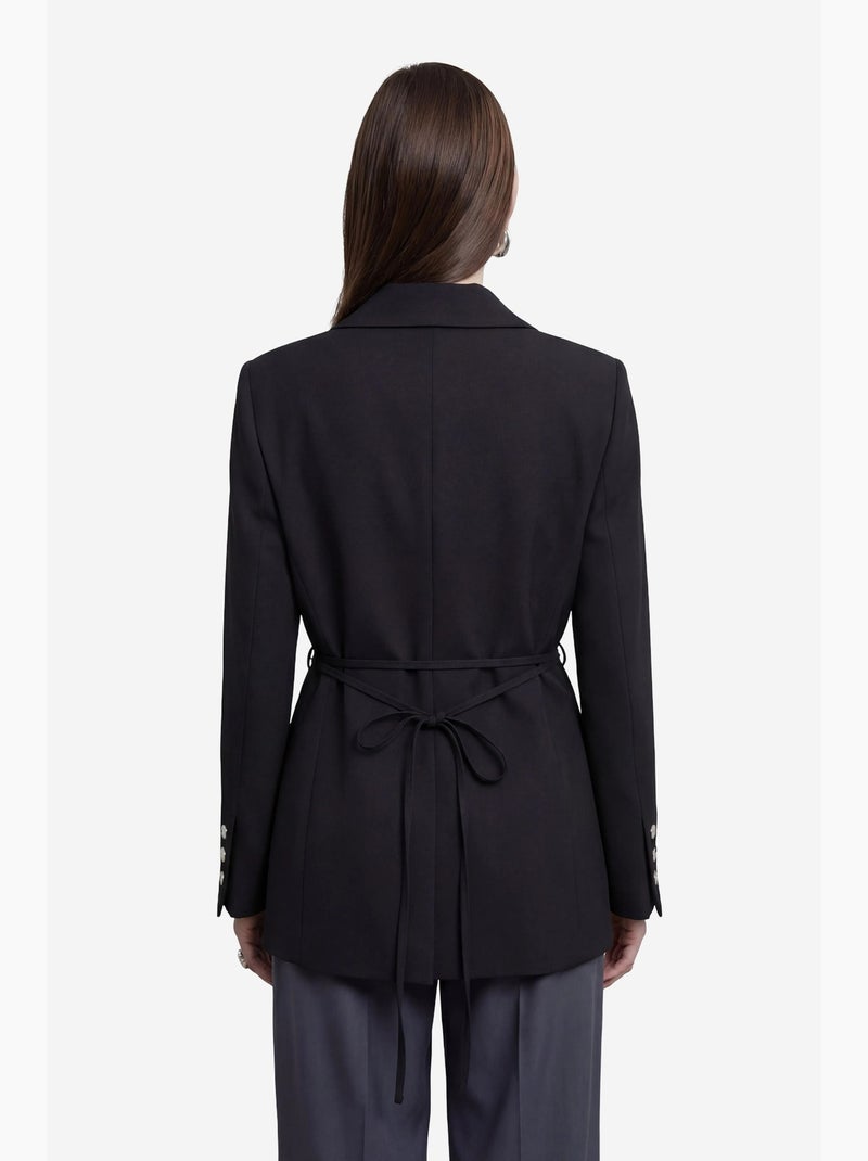Belted crepe blazer jacket my fashion Nero - Kiabi