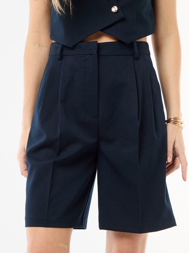Bermuda a pinces a vita alta Blu - Kiabi
