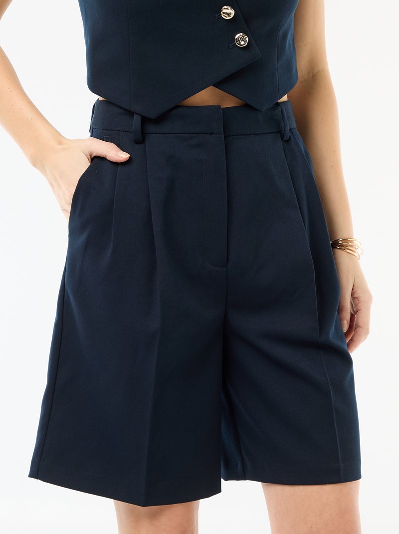 Bermuda a pinces a vita alta Blu - Kiabi