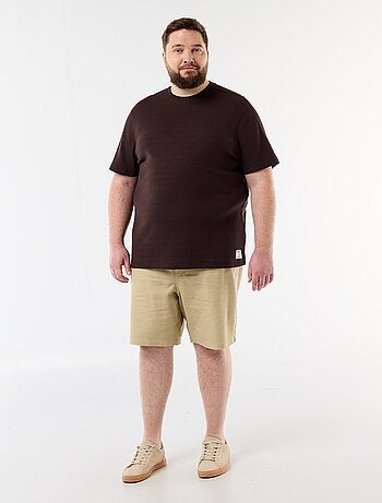 Bermuda a tinta unita in tessuto dobby