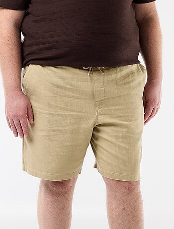 Bermuda a tinta unita in tessuto dobby