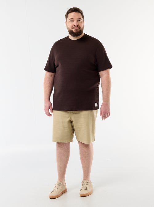 Bermuda a tinta unita in tessuto dobby - Kiabi