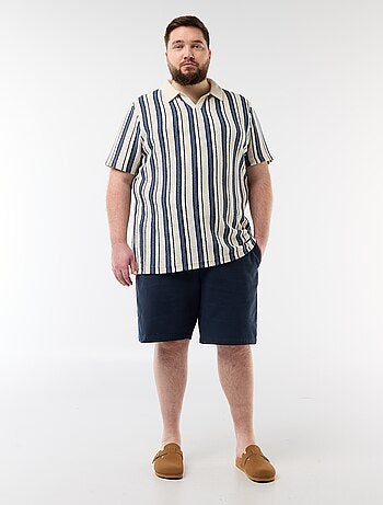 Bermuda a tinta unita in tessuto dobby