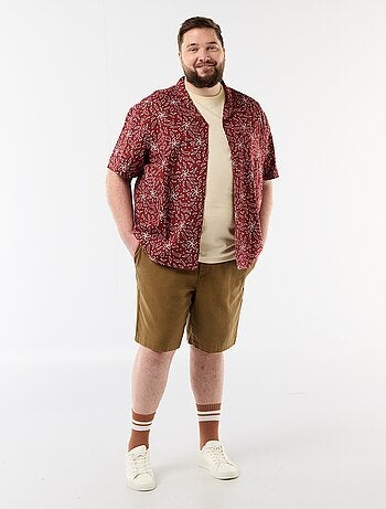 Bermuda a tinta unita in tessuto dobby