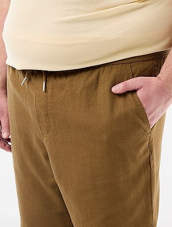 Bermuda a tinta unita in tessuto dobby