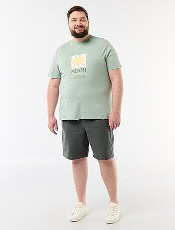 Bermuda a tinta unita in tessuto dobby