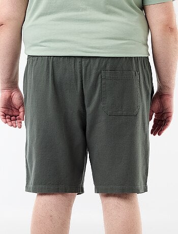 Bermuda a tinta unita in tessuto dobby