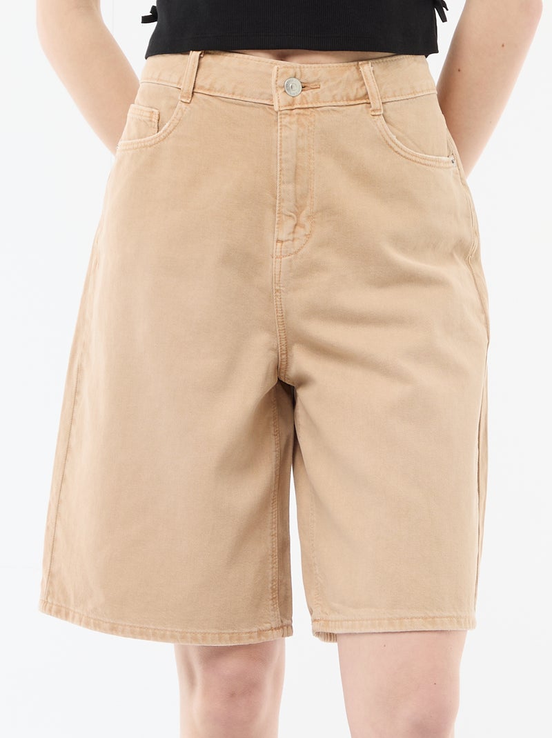 Bermuda ampi in twill Beige - Kiabi