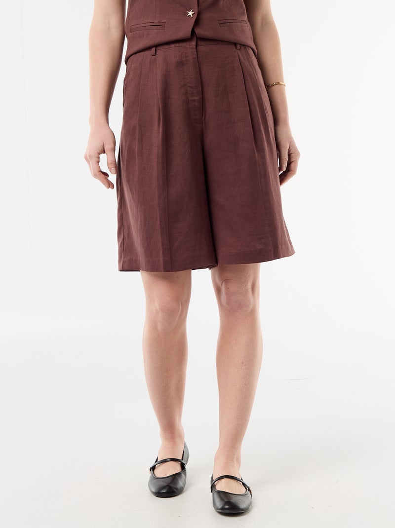Bermuda ampio con pinces Marrone - Kiabi