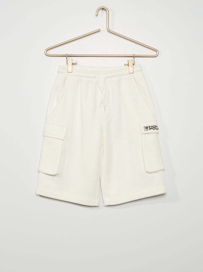 Bermuda cargo in tessuto felpato BIANCO - Kiabi