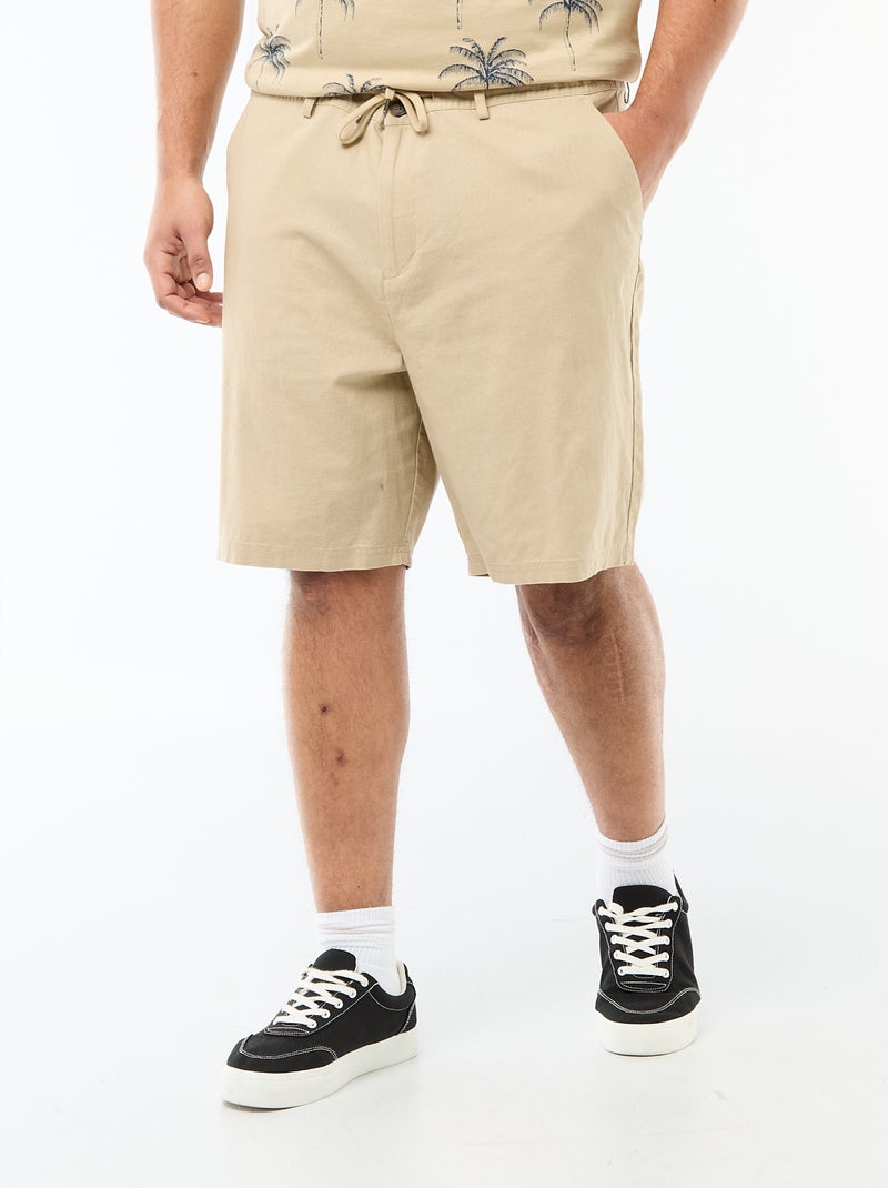Bermuda chino con apertura a bottoni + zip + lacci Beige - Kiabi