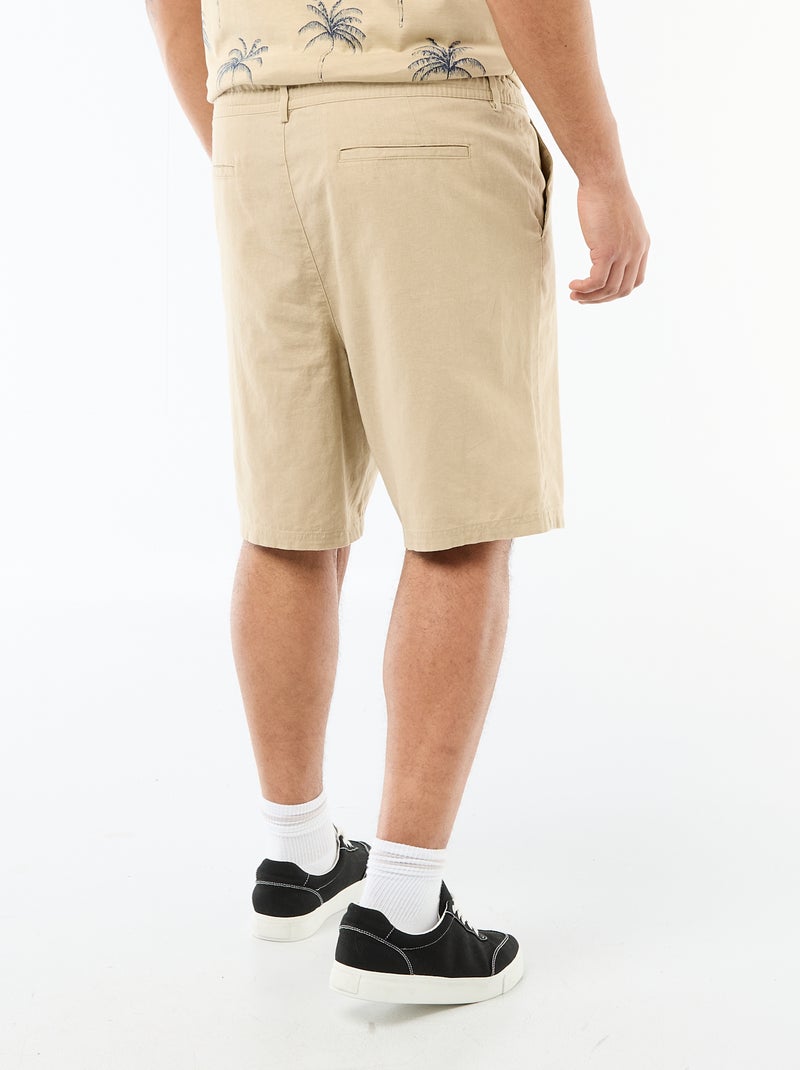 Bermuda chino con apertura a bottoni + zip + lacci Beige - Kiabi