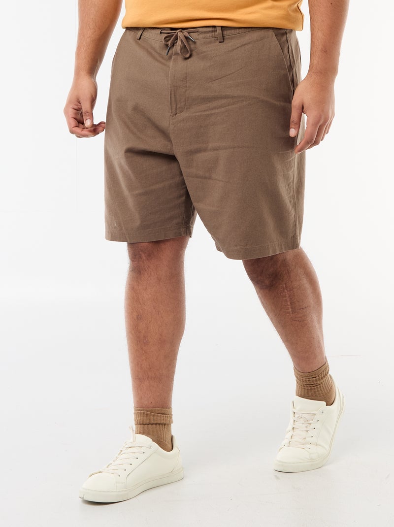 Bermuda chino con apertura a bottoni + zip + lacci Marrone - Kiabi