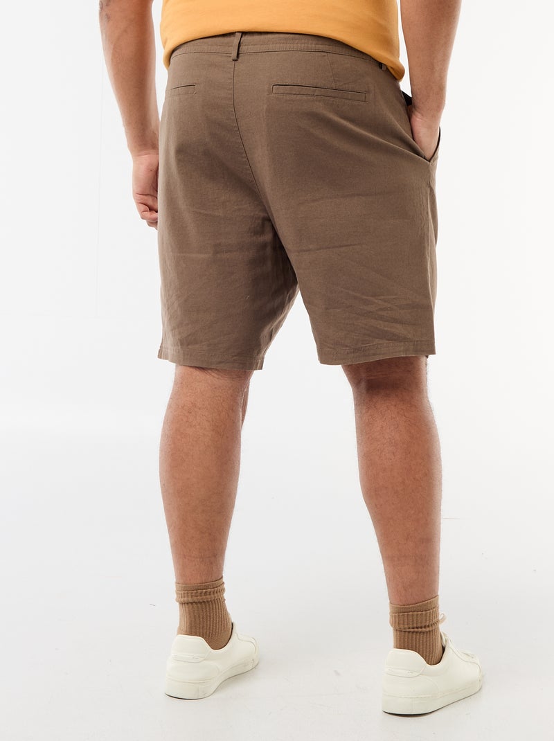 Bermuda chino con apertura a bottoni + zip + lacci Marrone - Kiabi