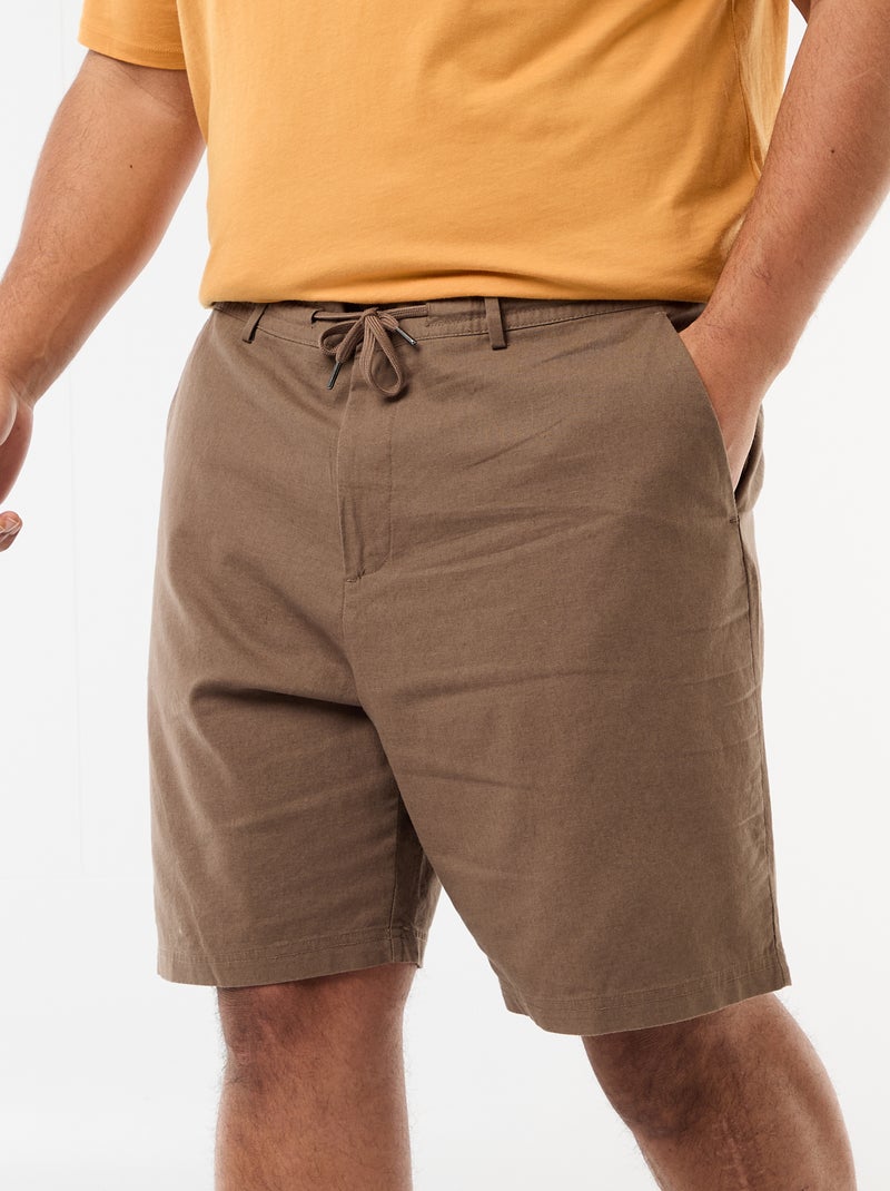 Bermuda chino con apertura a bottoni + zip + lacci Marrone - Kiabi