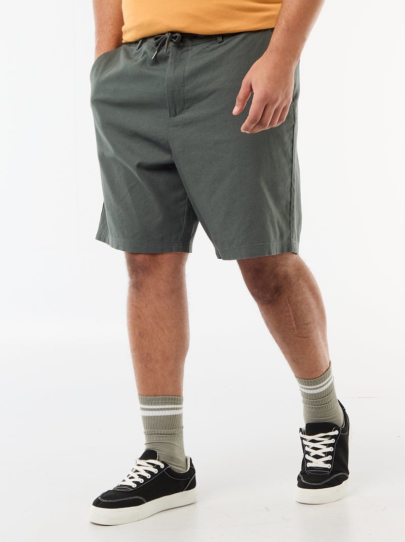 Bermuda chino con apertura a bottoni + zip + lacci Verde - Kiabi