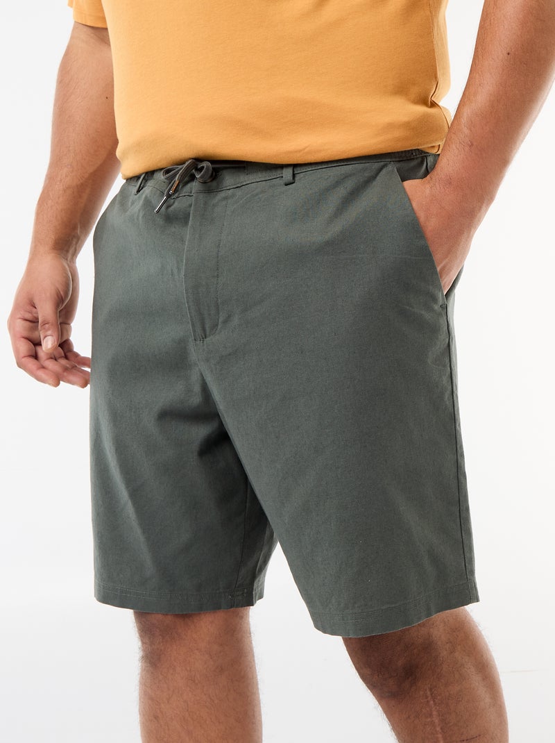 Bermuda chino con apertura a bottoni + zip + lacci Verde - Kiabi