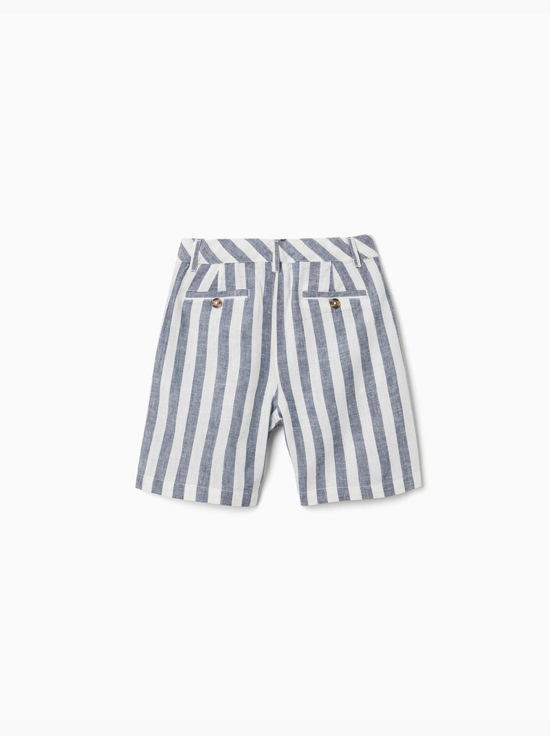 Bermuda chino in cotone e lino a righe You&Me Beige chiaro - Kiabi