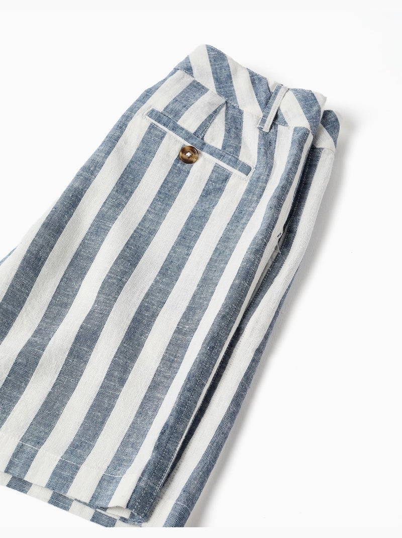 Bermuda chino in cotone e lino a righe You&Me Beige chiaro - Kiabi