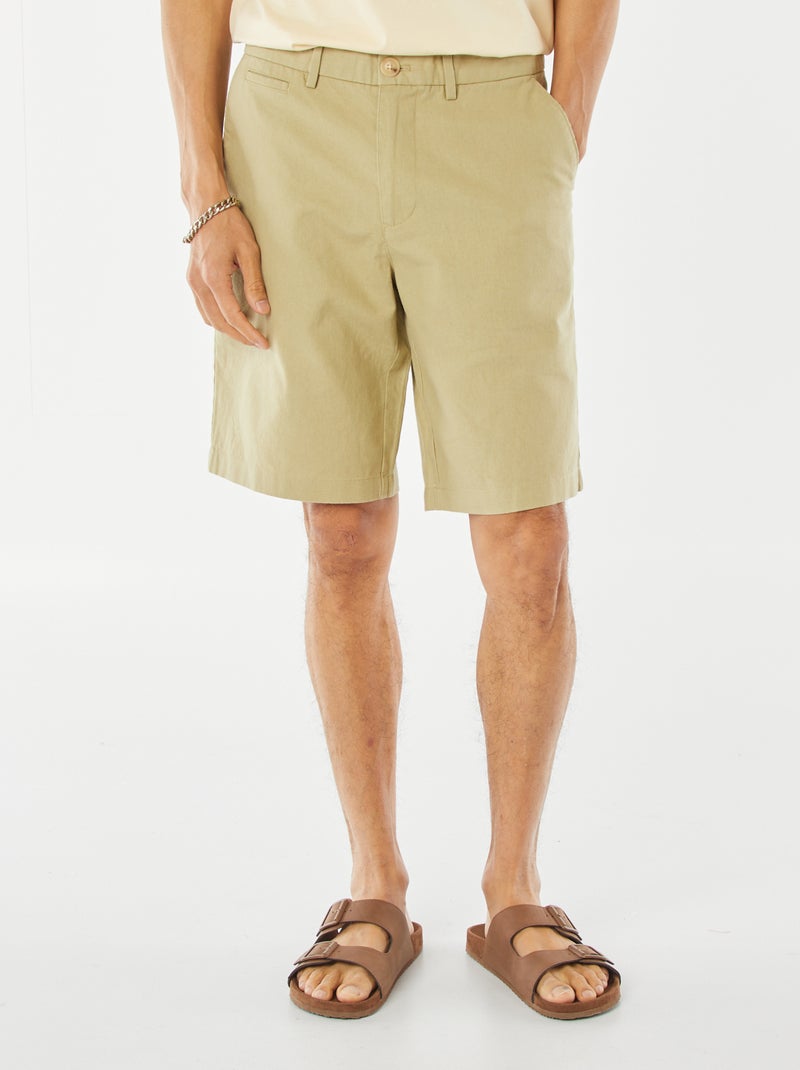 Bermuda chino in misto lino VERDE - Kiabi