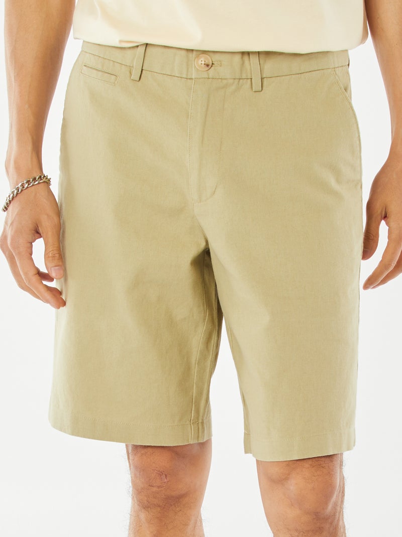 Bermuda chino in misto lino VERDE - Kiabi
