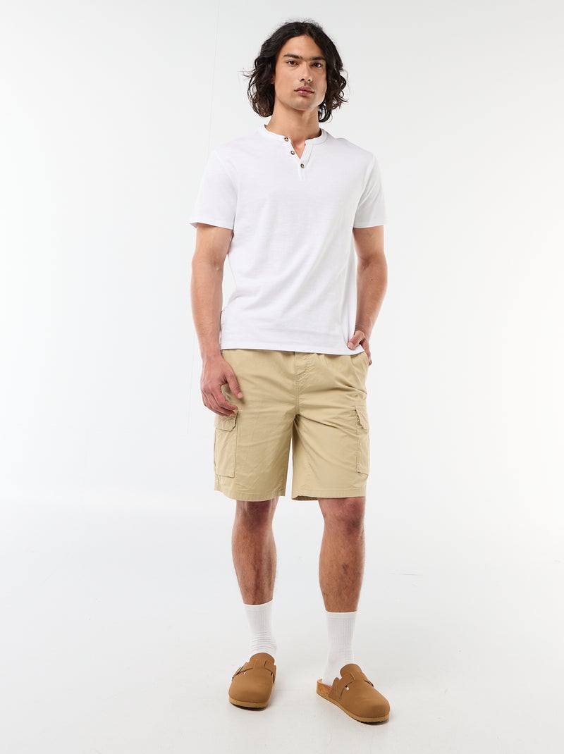 Bermuda chino in popeline con tasche a patta Beige - Kiabi
