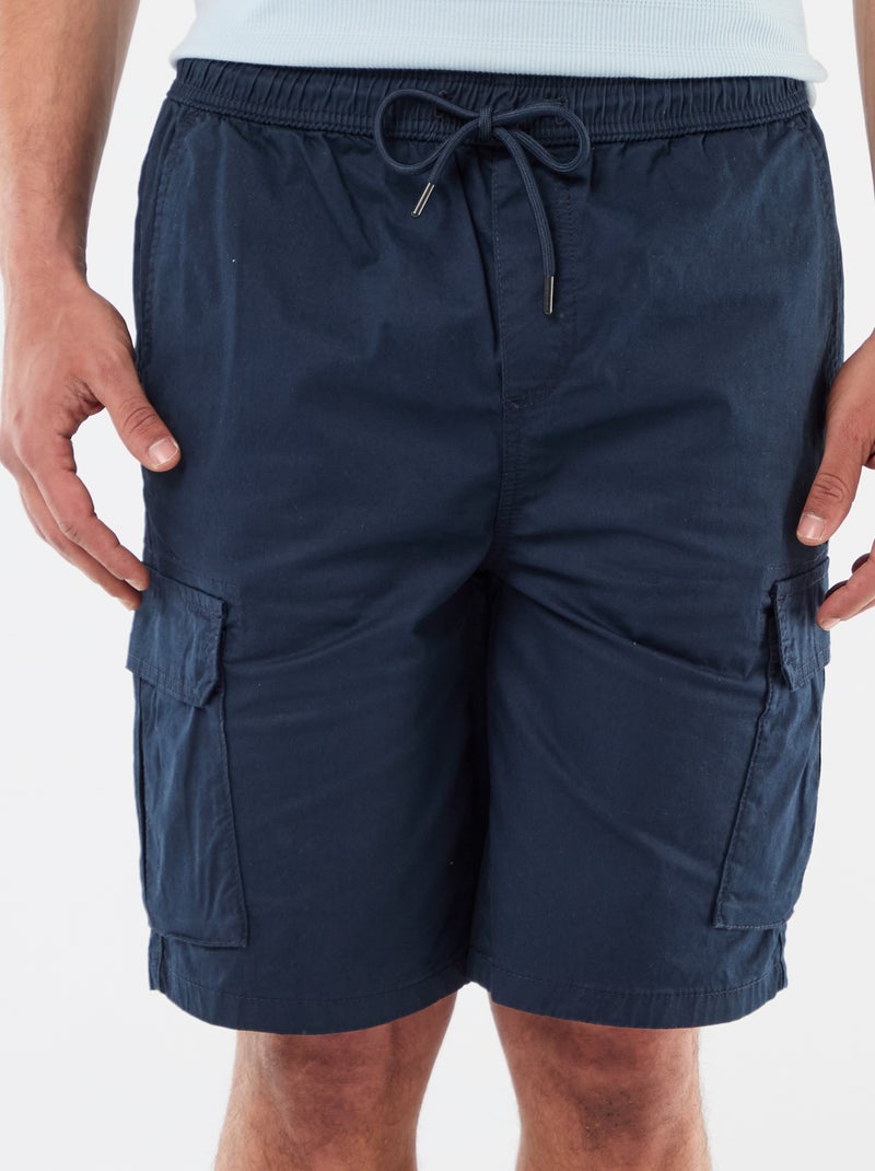 Bermuda chino in popeline con tasche a patta Blu - Kiabi