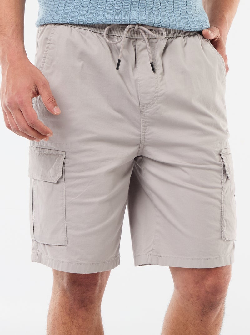 Bermuda chino in popeline con tasche a patta Grigio - Kiabi