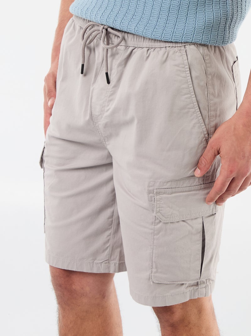 Bermuda chino in popeline con tasche a patta Grigio - Kiabi