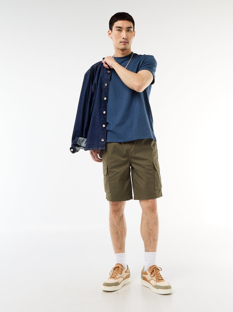 Bermuda chino in popeline con tasche a patta Kaki - Kiabi