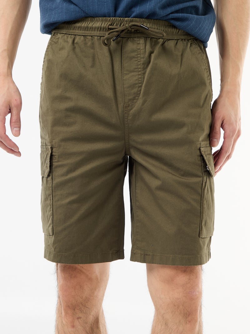 Bermuda chino in popeline con tasche a patta Kaki - Kiabi