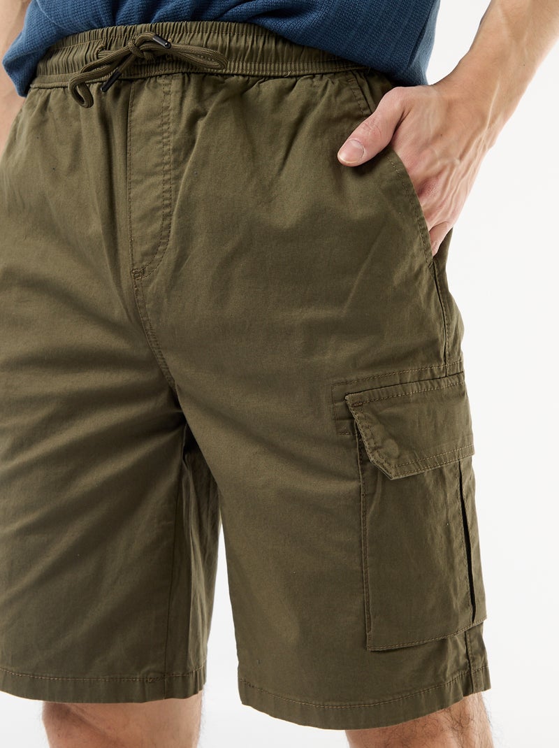 Bermuda chino in popeline con tasche a patta Kaki - Kiabi