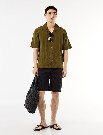 Bermuda chino in popeline con tasche a patta