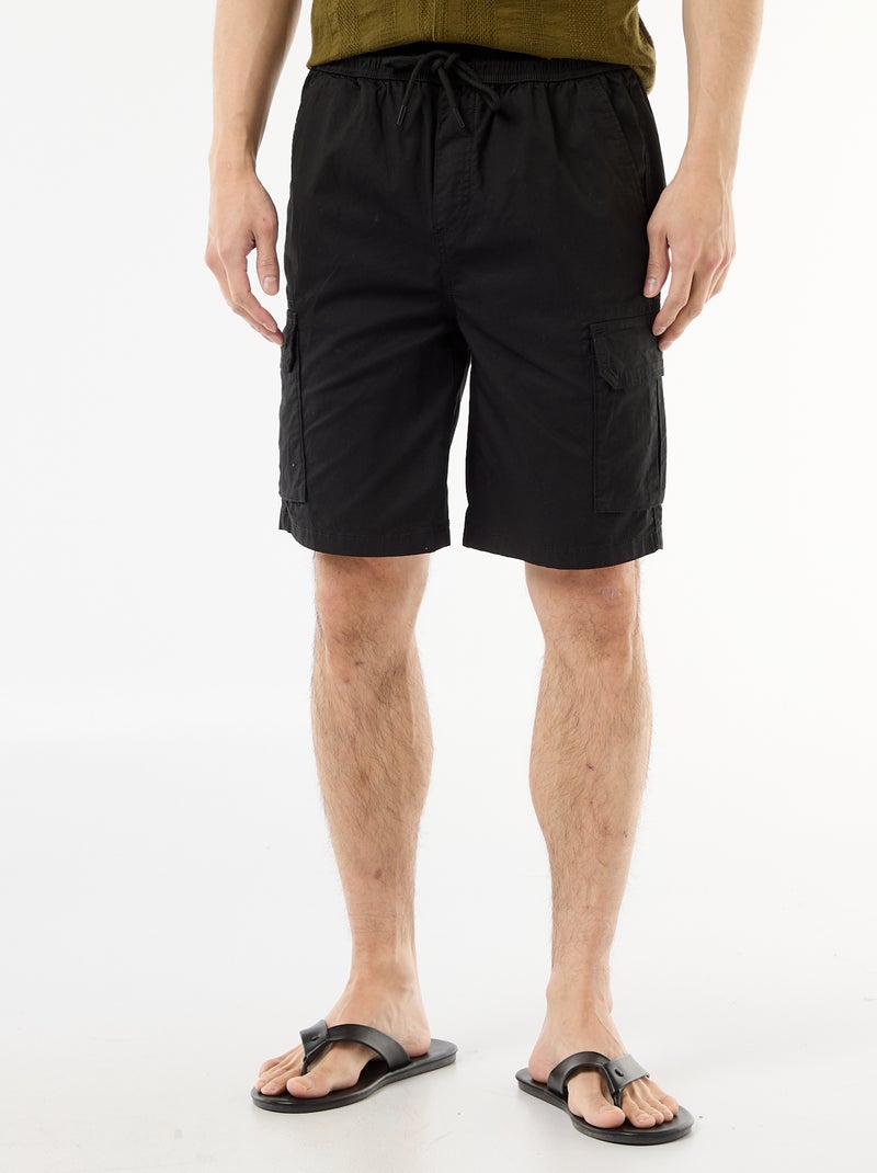 Bermuda chino in popeline con tasche a patta Nero - Kiabi