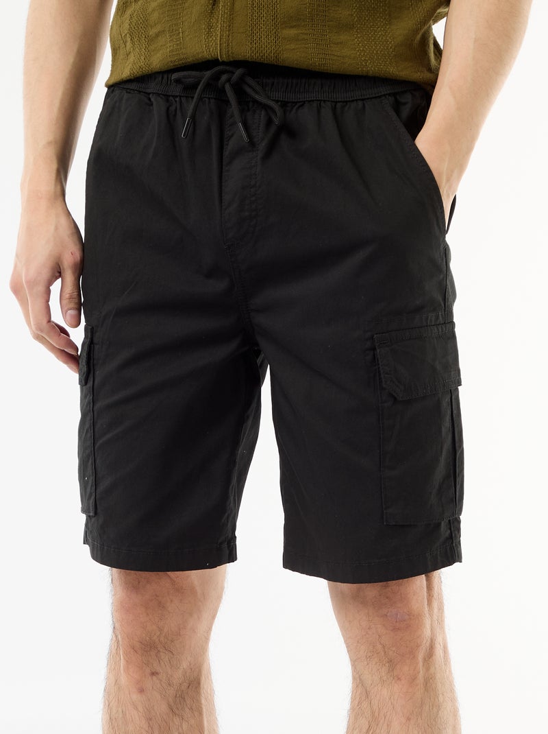 Bermuda chino in popeline con tasche a patta Nero - Kiabi