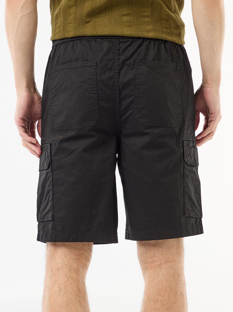 Bermuda chino in popeline con tasche a patta Nero - Kiabi