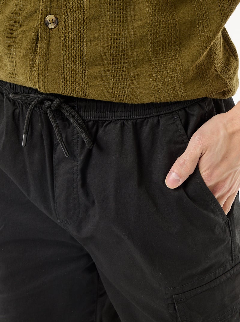 Bermuda chino in popeline con tasche a patta Nero - Kiabi