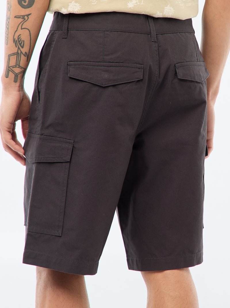 Bermuda chino in twill tinta unita multitasche Grigio - Kiabi