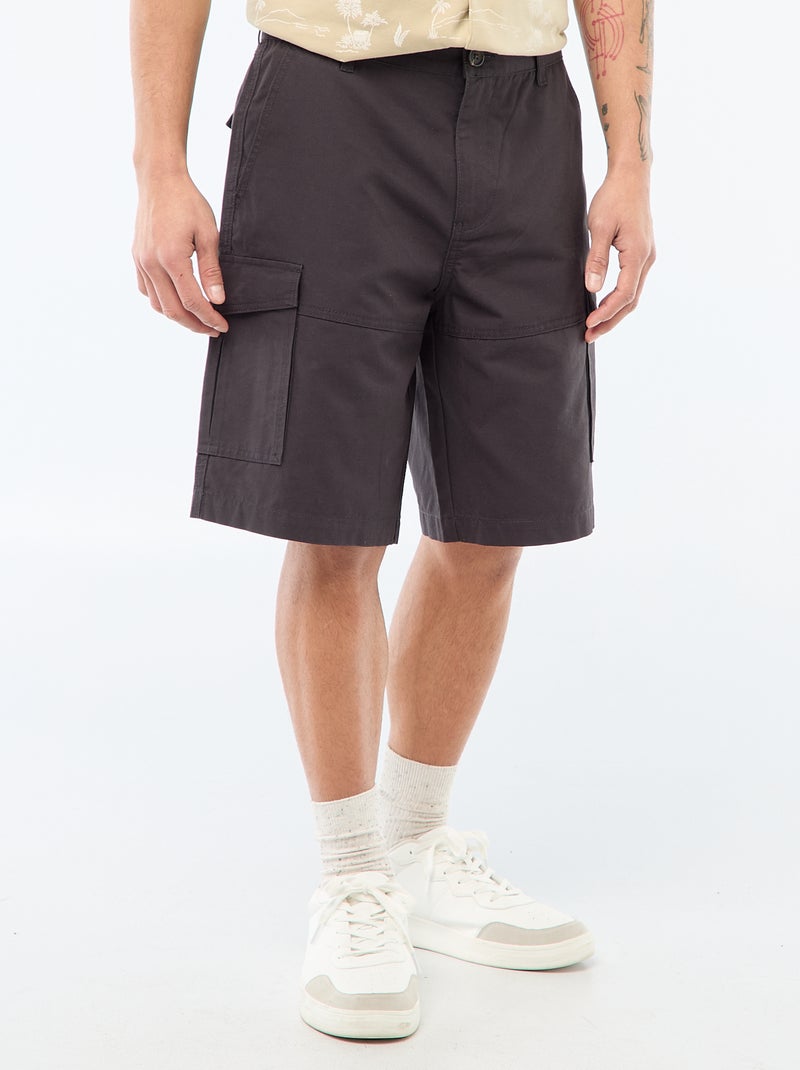 Bermuda chino in twill tinta unita multitasche Grigio - Kiabi