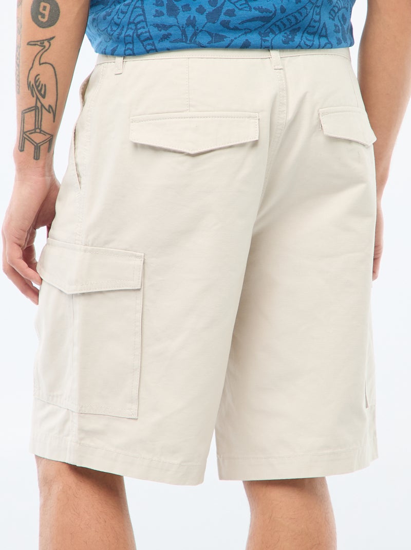 Bermuda chino in twill tinta unita multitasche Grigio - Kiabi