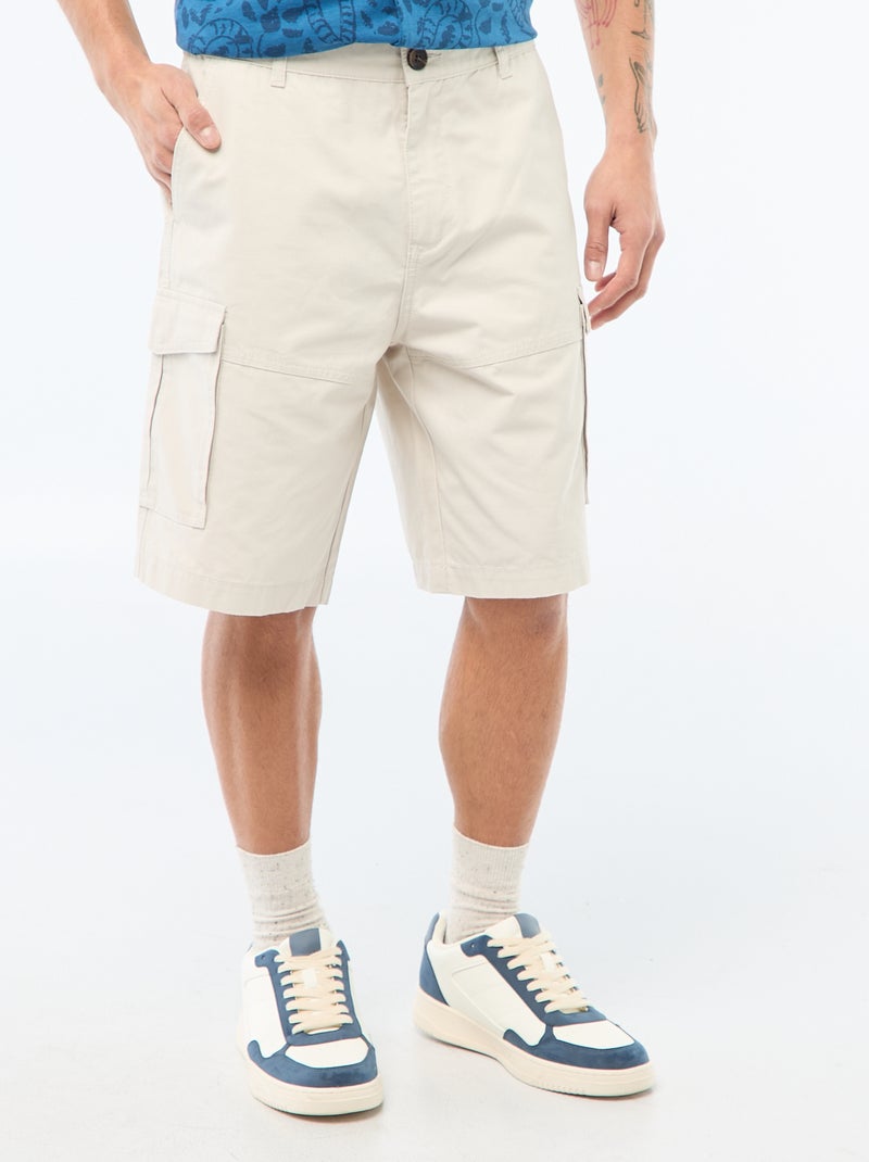 Bermuda chino in twill tinta unita multitasche Grigio - Kiabi