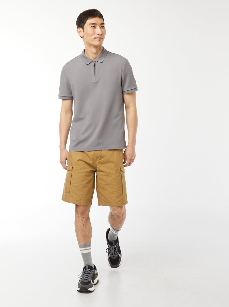 Bermuda chino in twill tinta unita multitasche Verde - Kiabi