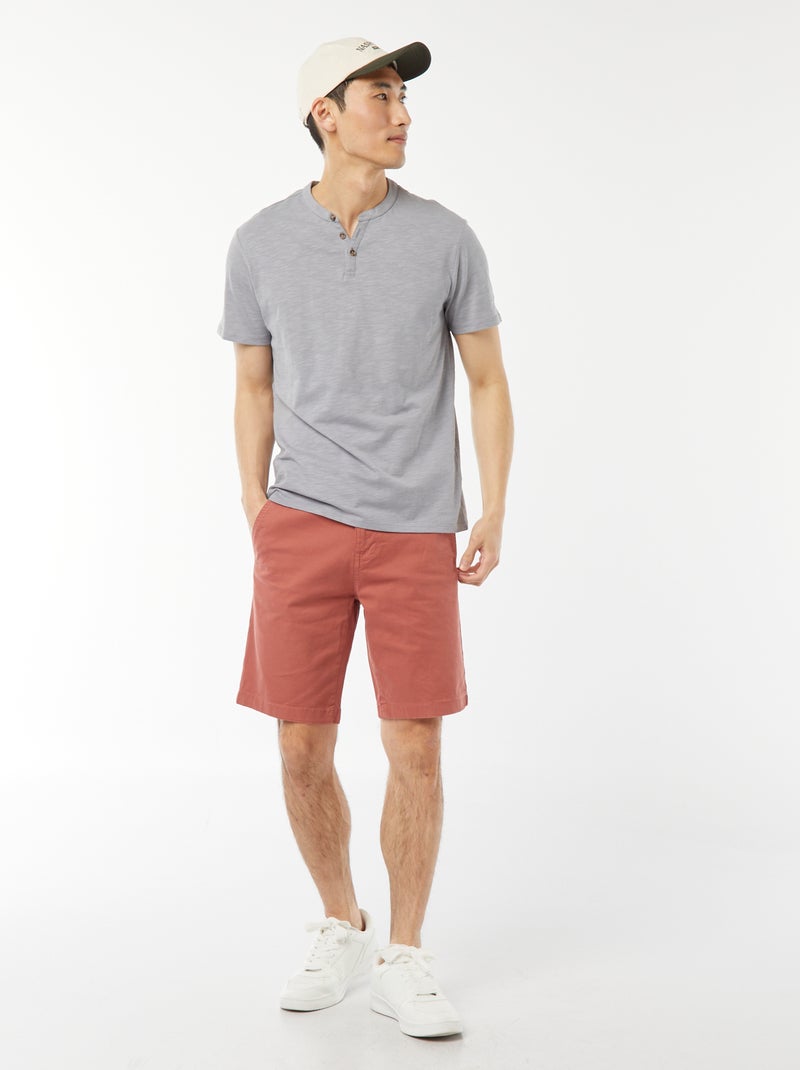 Bermuda chino in twill tinta unita Rosa - Kiabi