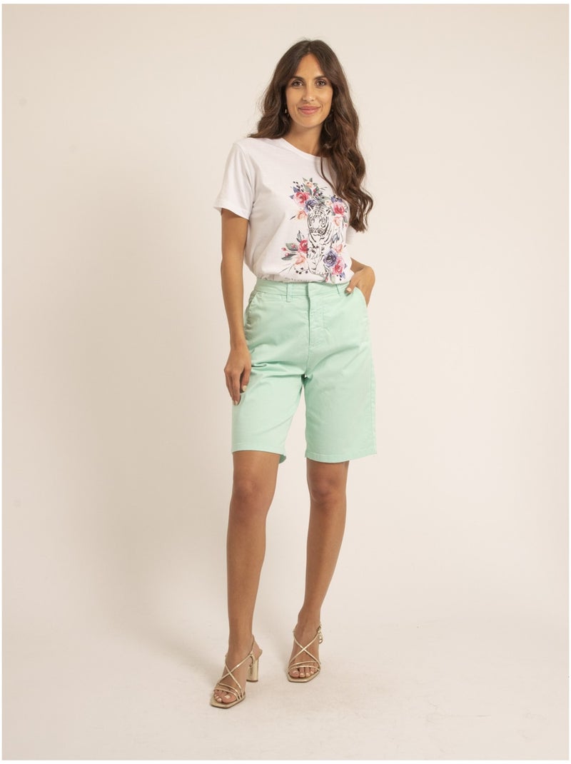 Bermuda chino slim XILAMA Verde acqua - Kiabi